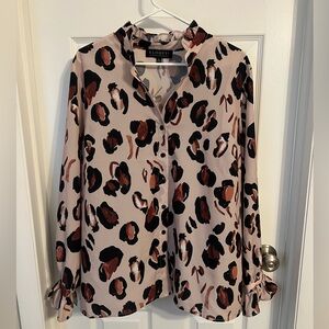 Eloquii Women's Leopard Print Blouse - Black and Brown